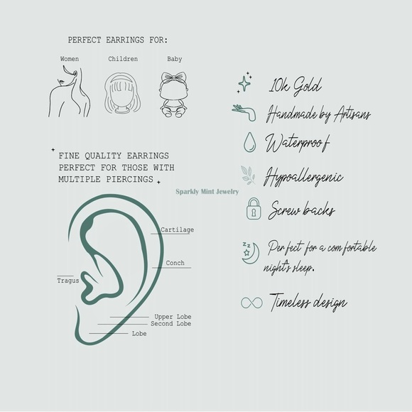 10k Solid Gold Minnie Mouse Earrings / Children’s Earrings /Gold Piercing Studs - Picture 14 of 14